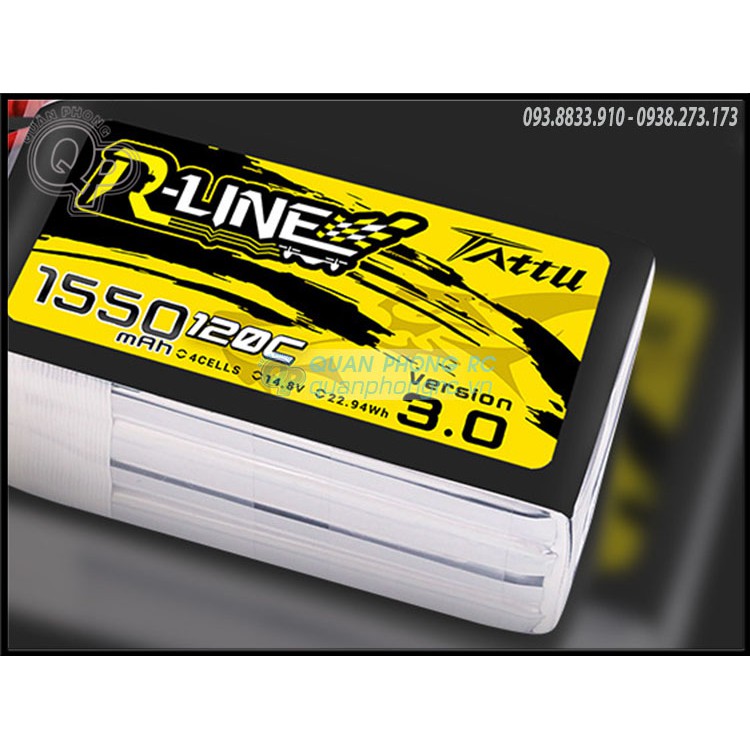 Pin Tattu R-Line 1550mAh 4S 120C 14.8V LiPo Battery XT60 Plug For FPV Racing Drones