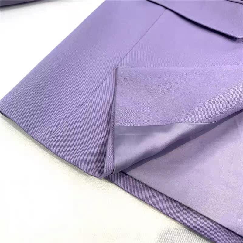 SET ÁO KHOÁC BLAZER MIX VÁY 2 DÂY TÍM