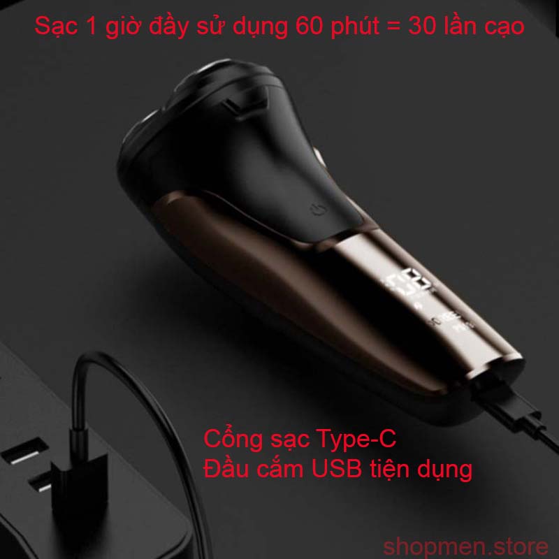 Máy cạo râu Poree Ps198, Ps197 sạc nhanh máy khỏe chống nước có báo dung lượng pin BH 12 tháng