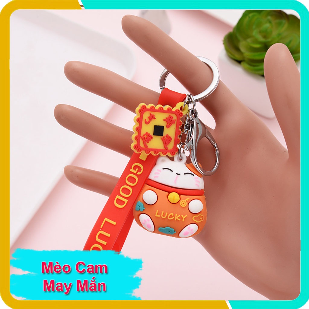 Móc Khóa Mèo May Mắn, Sản Phẩm Cao Cấp, Làm Móc Khóa Xe, Móc Treo Trên Balo, Túi Xách KP03