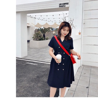 Đầm cổ bẻ big size công sở kiểu vest cài nút size đại 65-90kg