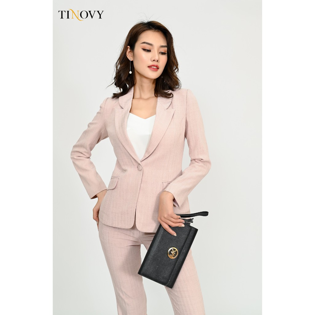 Áo Vest Blazer Nữ Dài Tay TINOVY 2010-084 2 Lớp Cổ 2 Ve Túi Liền Cho Nữ Công Sở