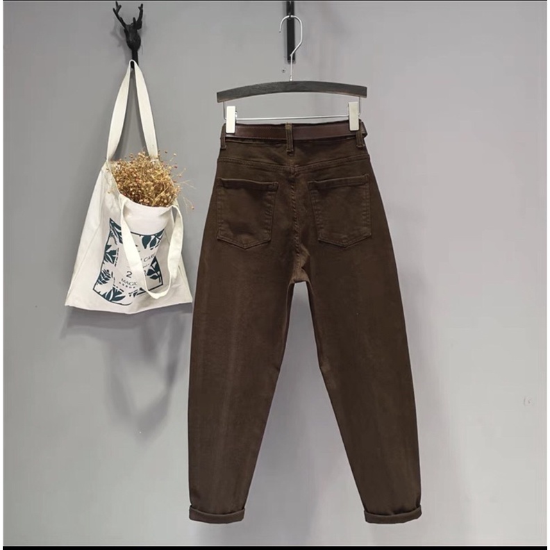 Quần bò nâu hotren & xám rách gối bụi bặm🌸DAQUY20🌸quần jeans baggy nâu cực hot | BigBuy360 - bigbuy360.vn