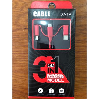 Dây cáp đa năng 3 in 1 micro usb, lightning, type c