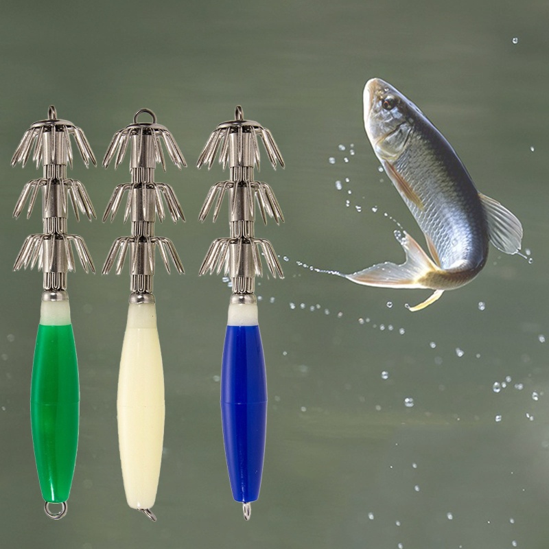 QQ Mồi Câu Cá Giả Hình Con Mực Mềm 3 Màu Sắc Kích Thước 15.5cm