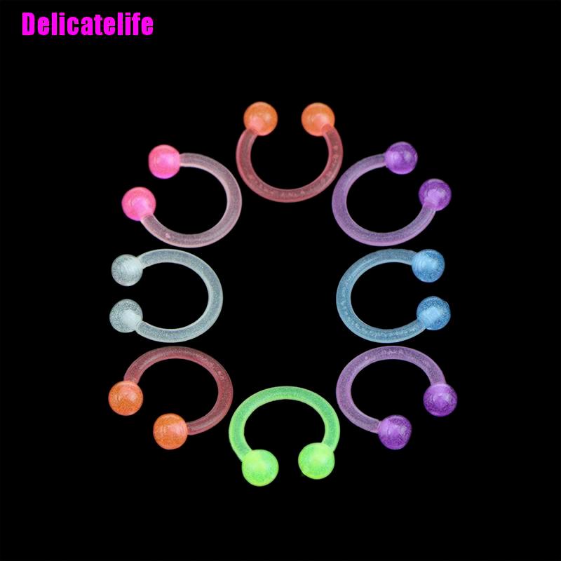 Bộ 10/20 khuyên xỏ mũi trang sức làm từ acrylic phản quang bắt mắt