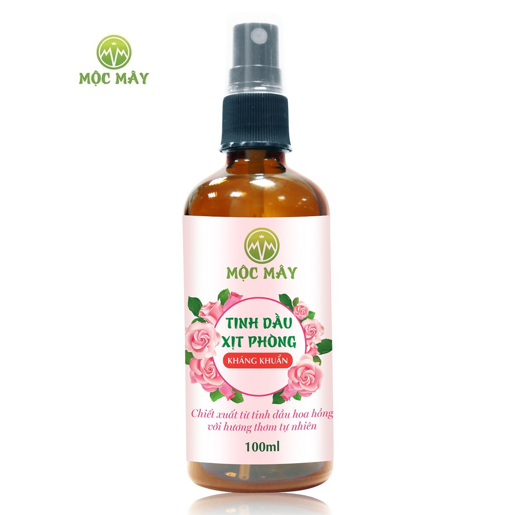 Tinh dầu xịt phòng hoa hồng 100ml Mộc Mây công dụng đuổi muỗi, diệt khuẩn, khử mùi, thơm phòng...