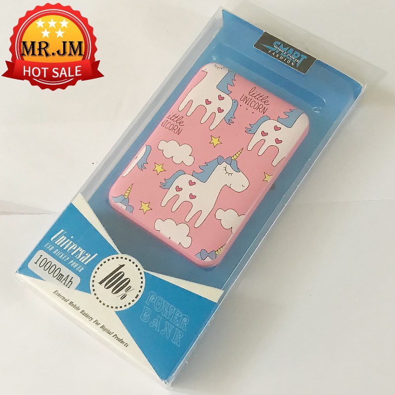 Sạc Pin dự phòng 10.000 mAh hình siêu cute 2 cổng Output bề mặt kính