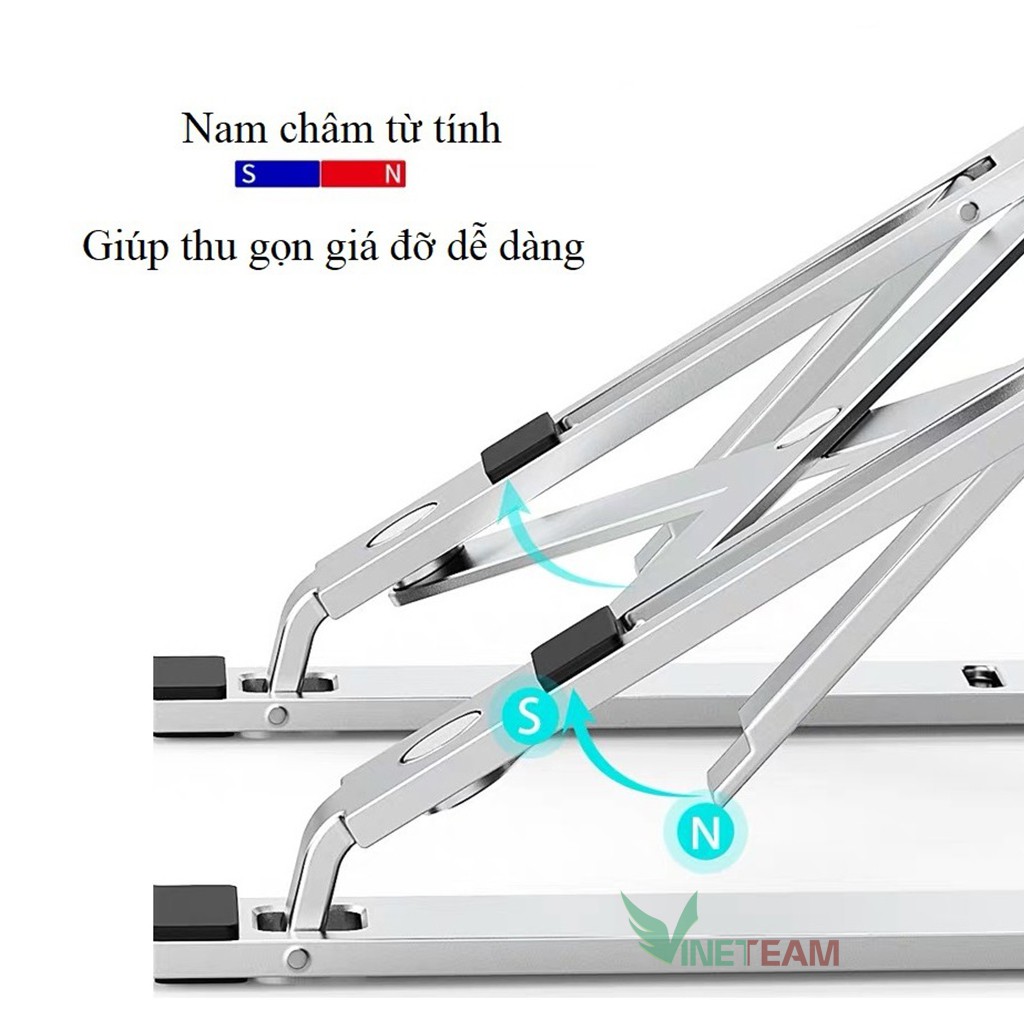 Giá đỡ laptop có thể gấp gọn, chỉnh độ cao và tản nhiệt S400 hãng WIWU Cho Macbook Air Pro Dell Xps Hp Lenovo -dc4267