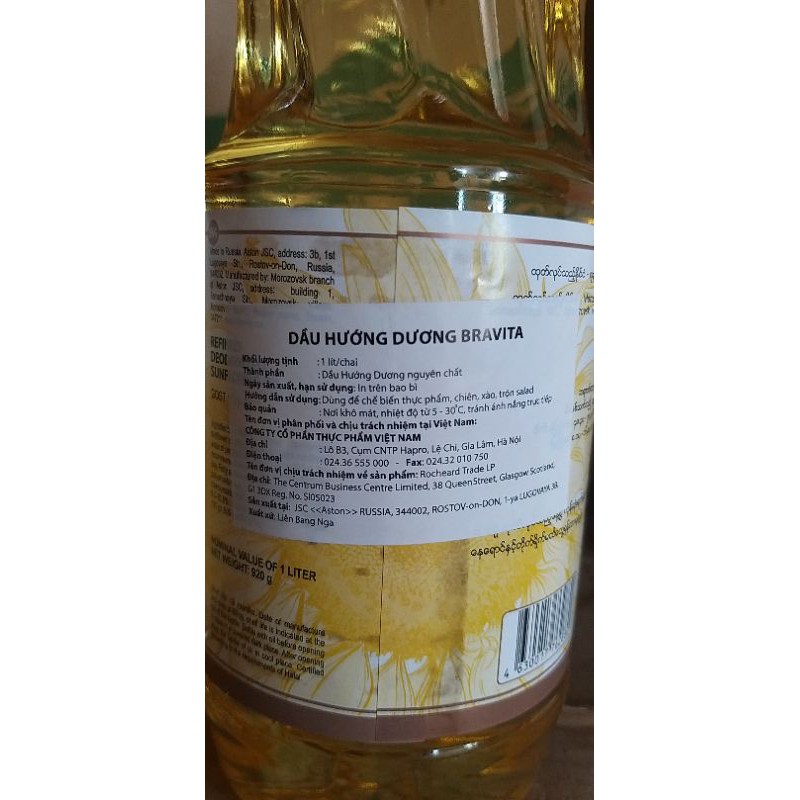 Dầu hướng dương NGA 100% BRAVITA - Người bạn đến từ nước NGA .Hoàn toàn từ thiên nhiên. | BigBuy360 - bigbuy360.vn