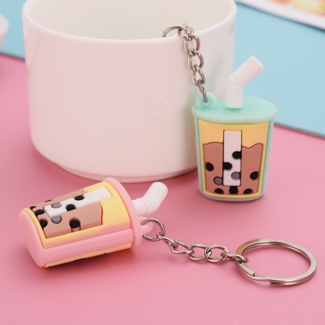 🍉Móc Khóa Trà Sữa Siêu Đáng Yêu - Móc Chìa Khóa Hình Cốc Trà Sữa Pastel DUASHOP.