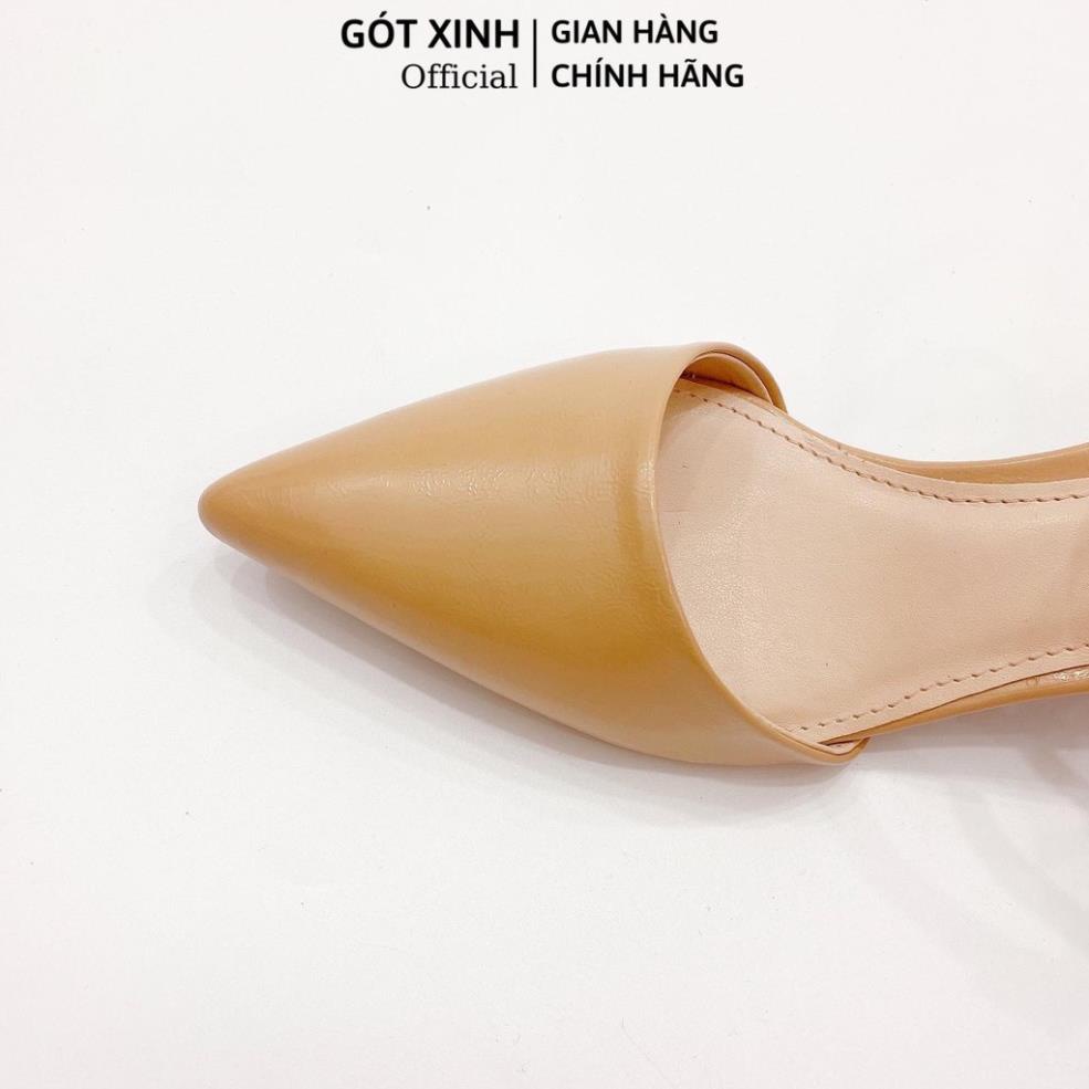 Giày cao gót nữ GÓT XINH G14 da mềm cao 5cm gót tròn có quai hậu ./