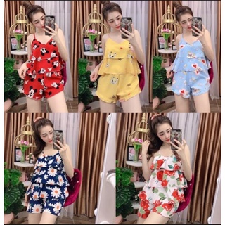 Set bộ đùi phối tầng vải mềm mại,mát mẻ freesize dưới 60kg