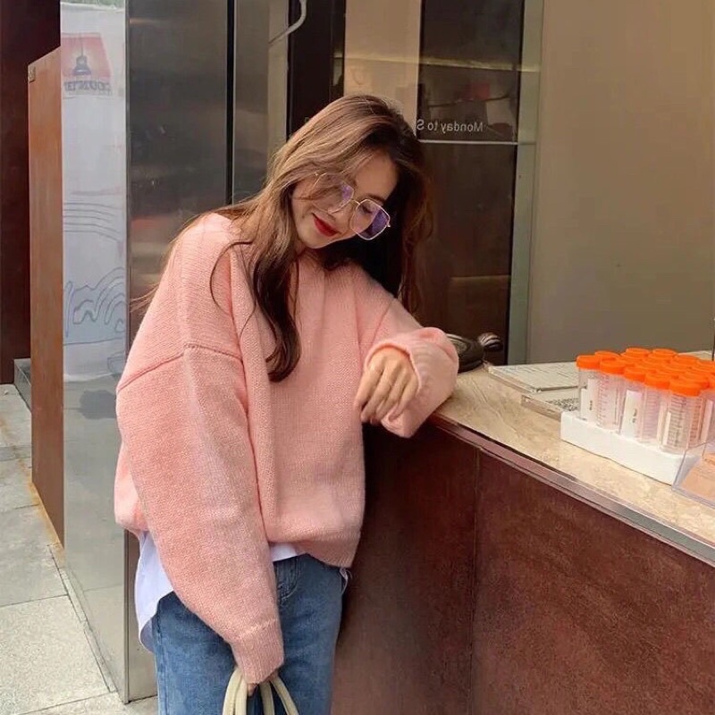 Áo sweater nữ tay dài dáng rộng phong cách Ulzzang Hàn Quốc  AL96