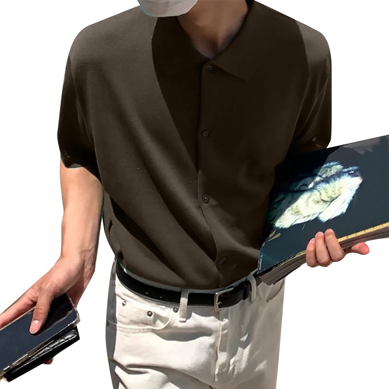 Áo Sơ Mi Ngắn Tay Màu Sắc Đơn Giản Cho Nam