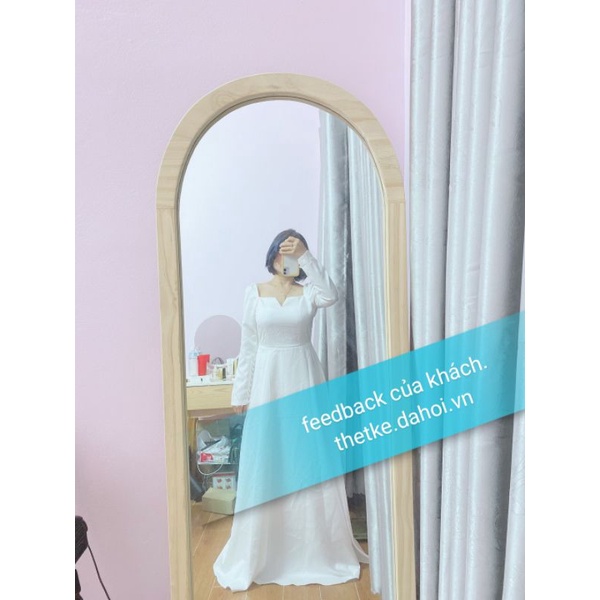 Váy cô dâu dài tay sang trọng tay đính cúc theo vải.đầm chụp ảnh dự tiệc