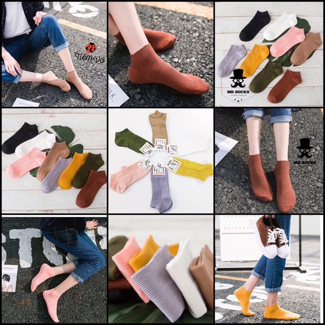 COMBO 5 VỚ TRƠN NGẮN XỊN BASIC  N[DEAL TỐT]