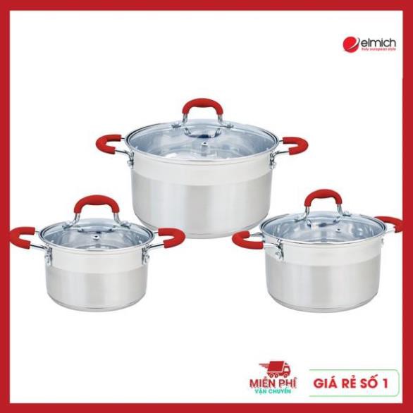 Bộ nồi inox Smartcook 3 chiếc size 16cm, 20cm, 24cm, bộ nồi elmich cao cấp, bảo hành 2 năm.