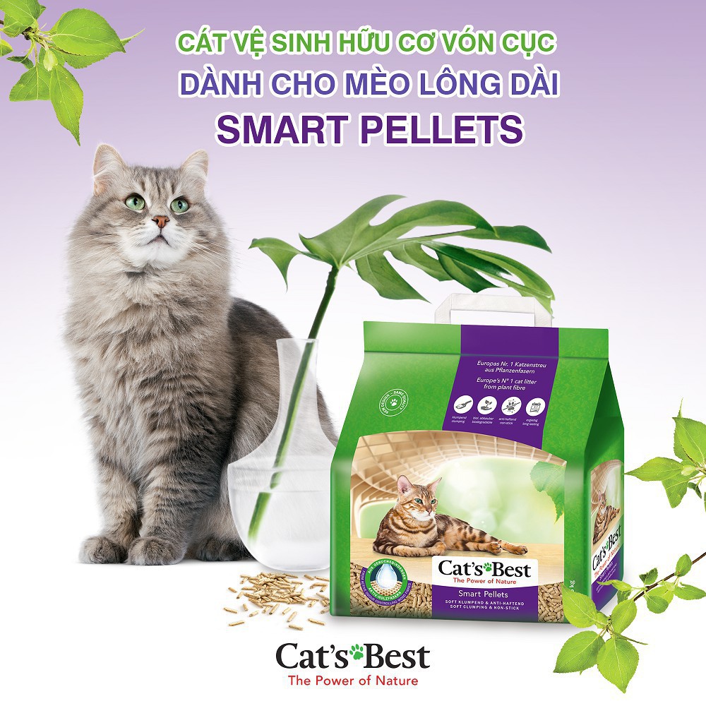 [CÁT HỮU CƠ TÚI LỚN] Cát hữu cơ cho mèo lông dài Cat’s Best Smart Pellets 10l