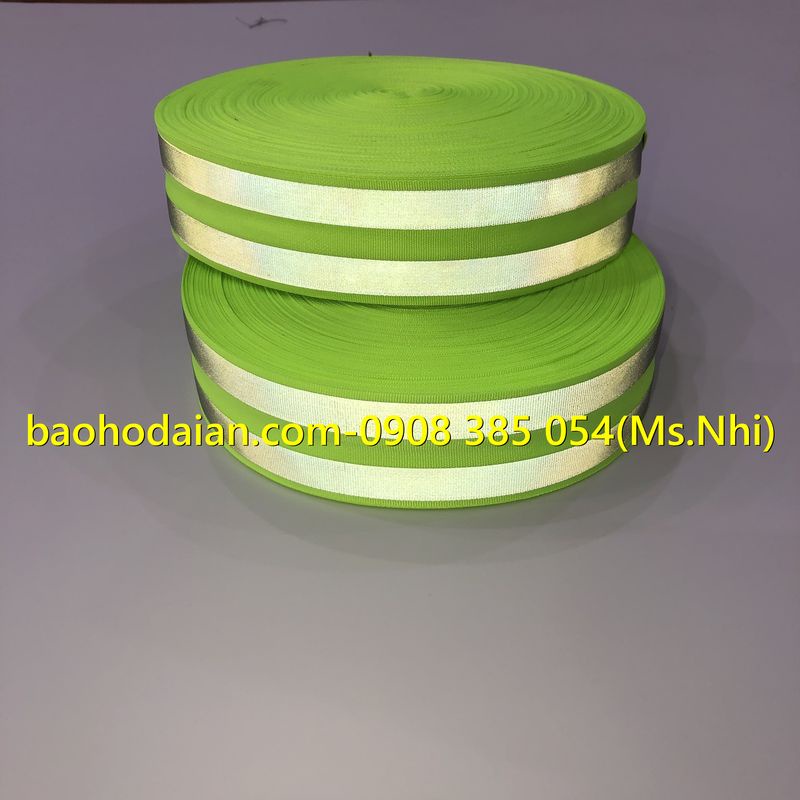 Cuộn phản quang vải 2 sọc phản quang xám poly bản 5cm dài 100m