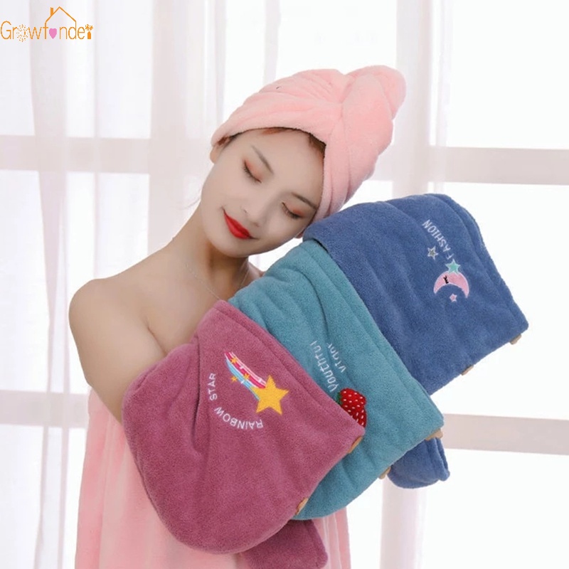 1 Mũ Trùm Đầu Bằng Sợi Micro Siêu Thấm Hút Nhanh Khô Tiện Dụng Cho Nữ