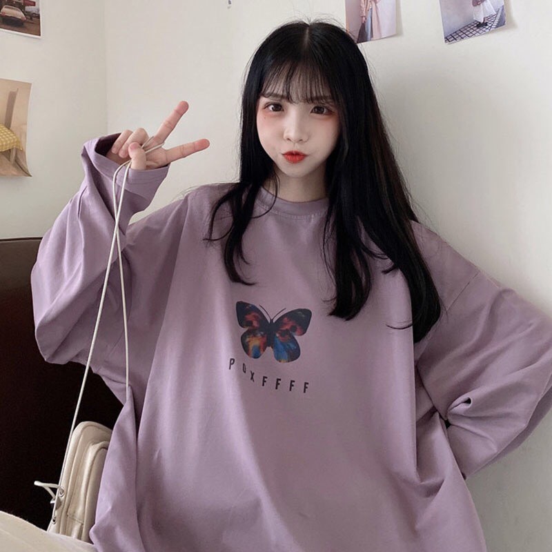 Áo thun tay dài form rộng unisex sweater POXFFF nam nữ ulzzang Wind