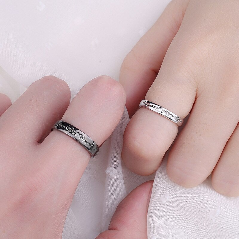 Nhẫn hợp kim thiết kế dòng nhịp tim thanh lịch cho nữ/nam