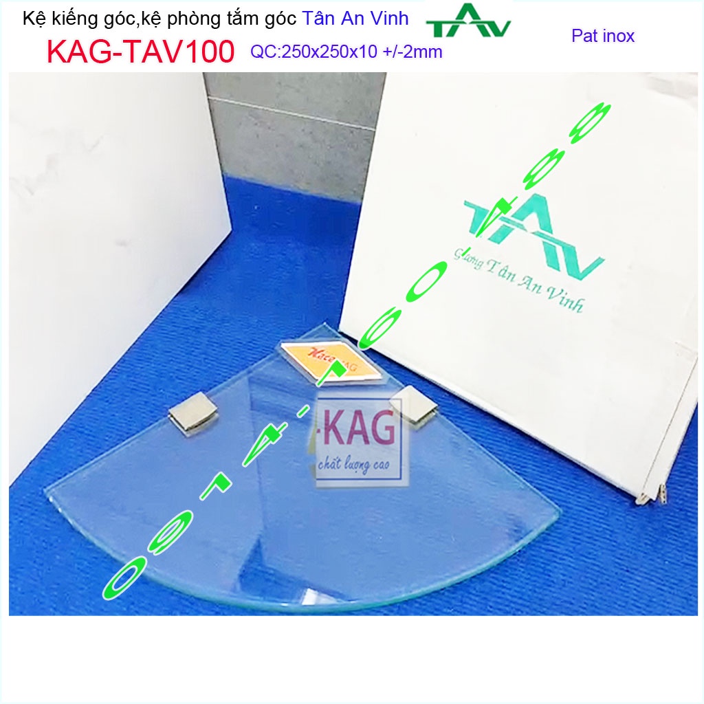 Kệ kính Tân An Vinh 25x25cm KAG-TAV100, kệ  kiếng góc 1 tầng không rào thiết kế đẹp dễ vệ sinh tiện sử dụng