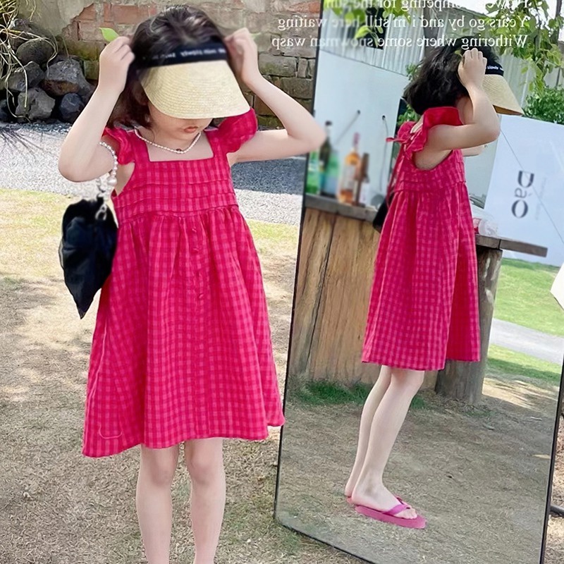 Đầm Công Chúa Cổ Vuông Không Tay Thời Trang Mùa Hè Hàn Quốc Dành Cho Bé Gái Se7en