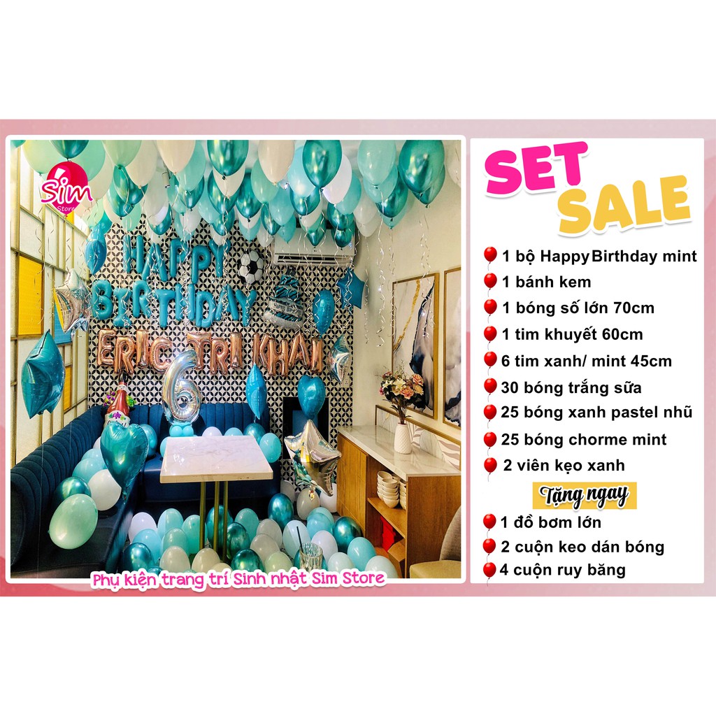 Set bóng trang trí sinh nhật Happy Birthday siêu xinh
