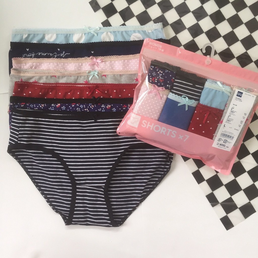 Set 7 chiếc quần lót nữ Gu, chất liệu cotton thoáng mát