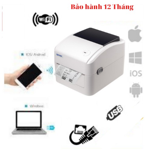 (in trên điện thoại) Máy in đơn hàng sàn TMĐT, in mã vạch, giấy dán tự dính hổ trợ in trên iphone [LAN+USB]