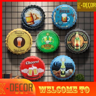 Nắp chai bia decor trang trí treo tường 35cm