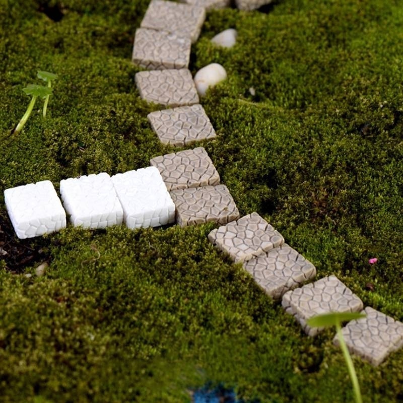 Bộ 10 bậc thang đá mini bằng resin trang trí sân vườn