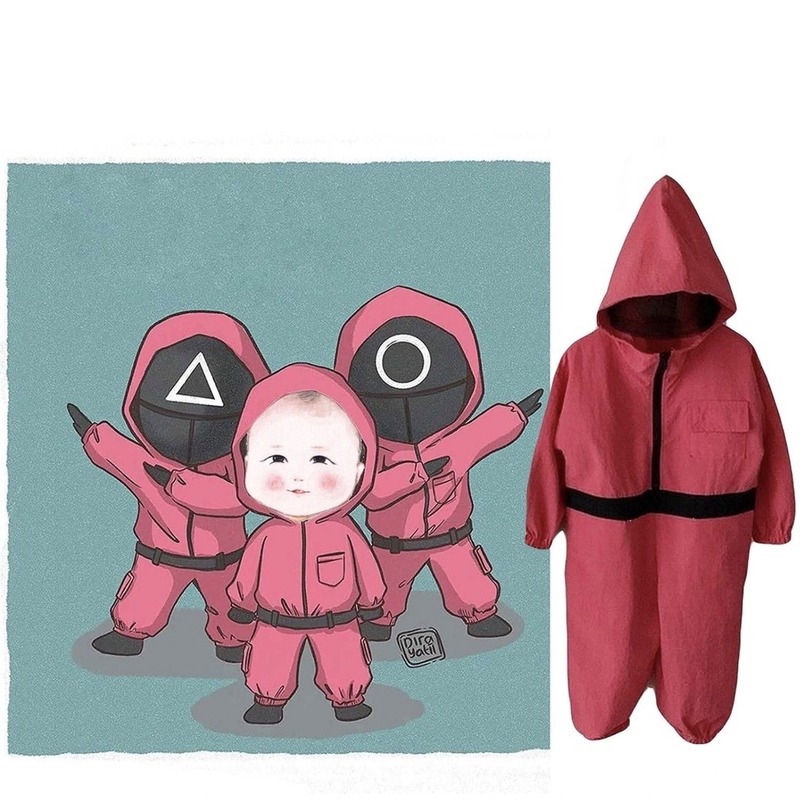 Áo liền quần cosplay Squid Game năng động thể thao cho bé