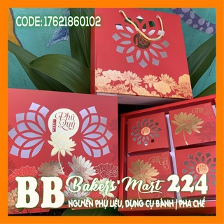 💥 HOT 💥 Combo 10 bộ hộp trung thu 4 bánh PHÚ QUÝ SEN ĐỎ (CÓ ÉP KIM CHI TIẾT)