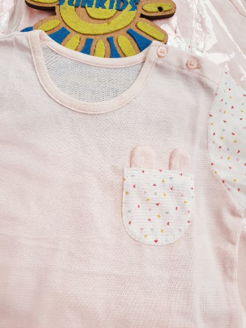 Bộ bé gái cotton tre xuất Hàn túi thỏ quần chấm