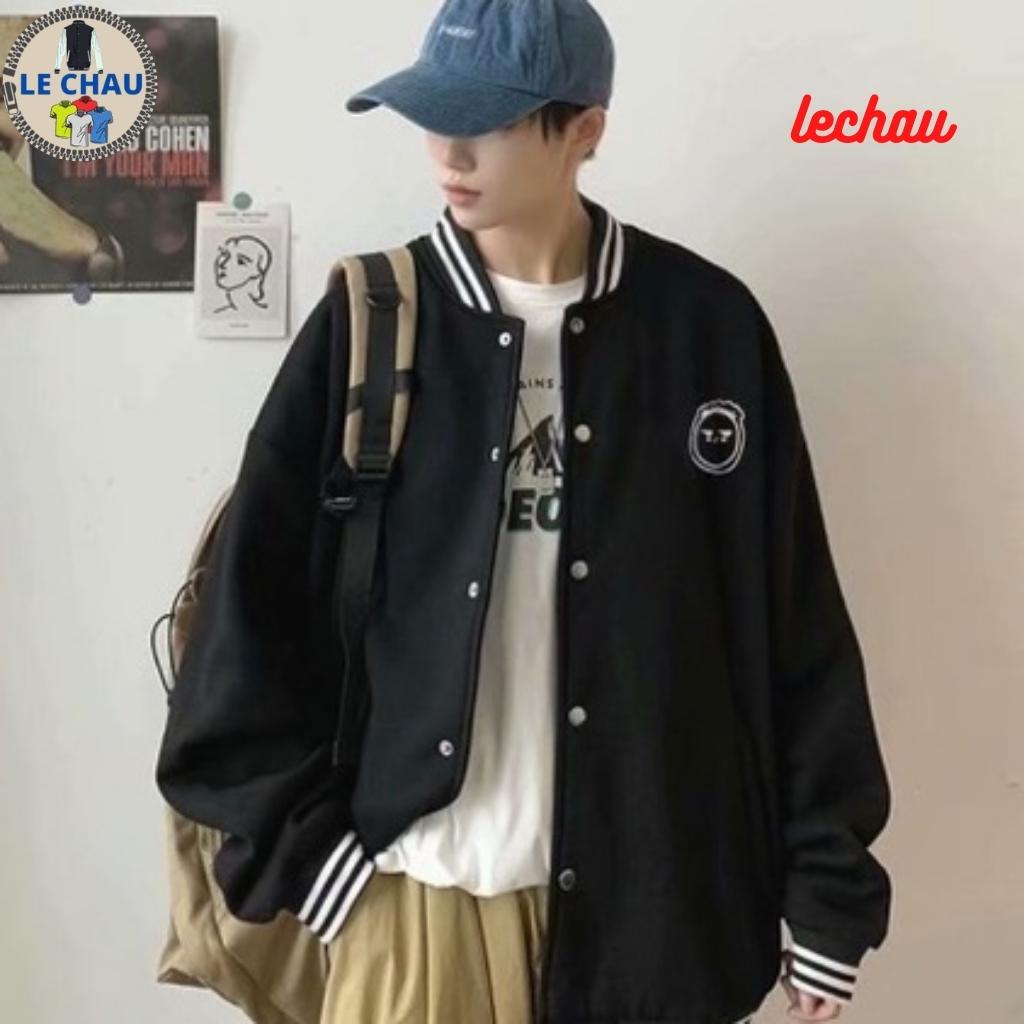 Áo khoác bomber nỉ unisex form rộng in hình mặt người AKN26 LECHAU hottrend nam nữ giá rẻ dành cho sinh viên học sinh