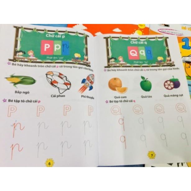 [FREESHIP] [❤️ Tặng 2 bút chì ❤️] Set 8q tô màu , tô chữ , luyện tư duy cho bé từ 4-5 tuổi CAP CẤP