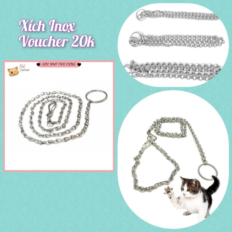 Dây xích chó Song Tâm xích inox cho mèo không gỉ có chống xoắn có nhiều kích thước