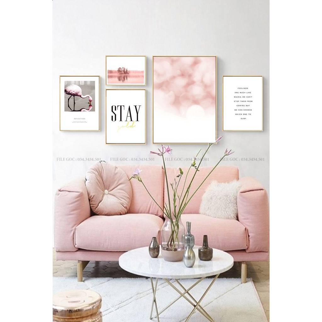 COMBO 5 TRANH DÁN TƯỜNG DÀY 5MM ĐẸP NHƯ TRANH TREO TƯỜNG - HOA LÁ THIÊN NHIÊN TRỪU TƯỢNG HIỆN ĐẠI FM4