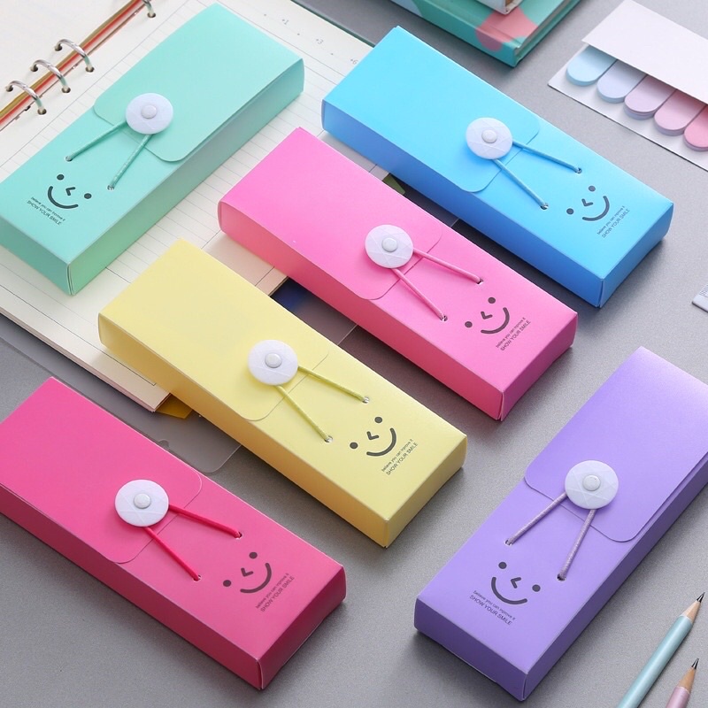 Hộp đựng bút bằng nhựa hình mặt cười, túi đựng bút cute cho học sinh