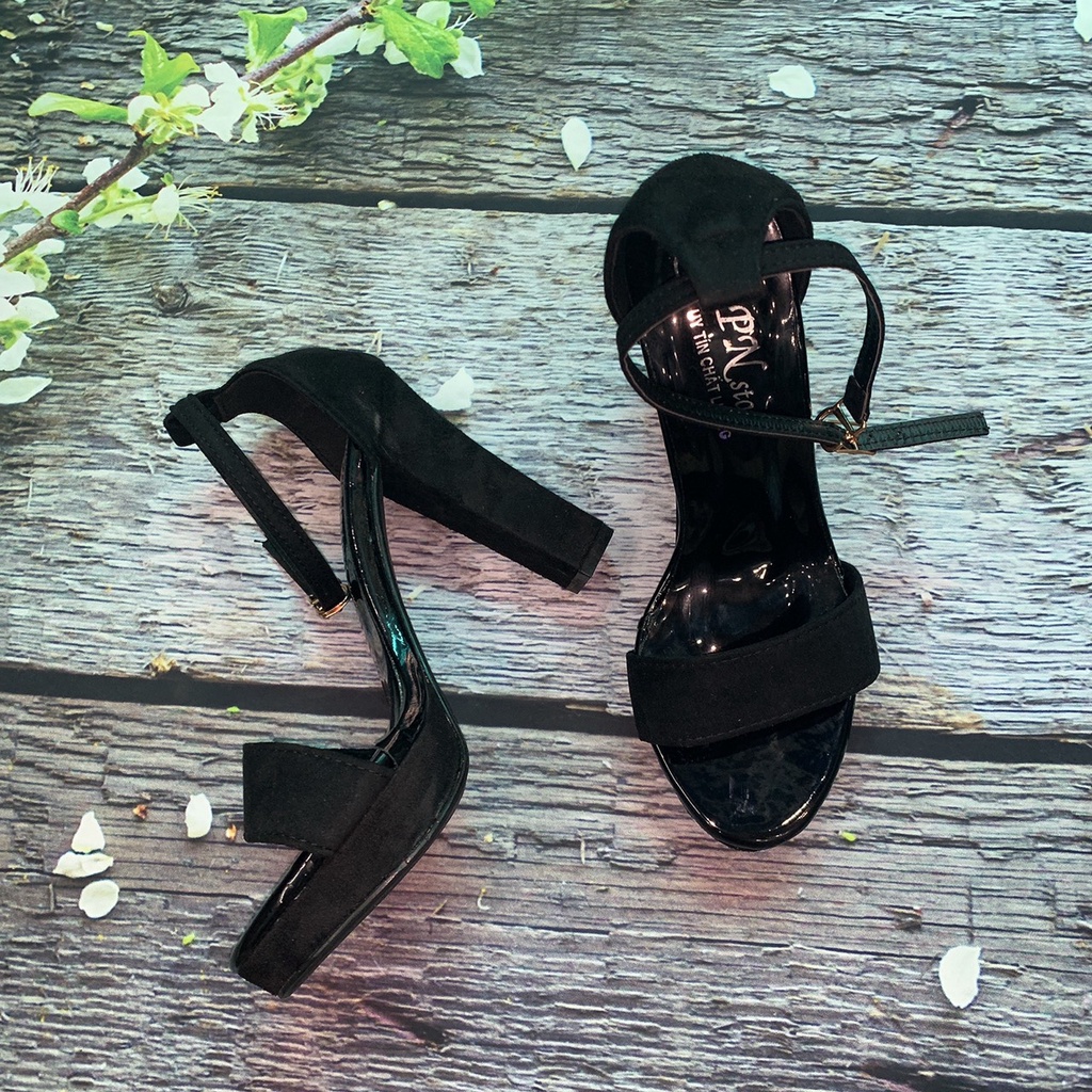 Giày cao gót đúp vuông 10p quay ngang bít gót  __LZ011