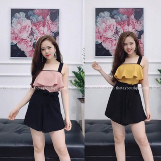 🎀🎀Set jum ngắn phối bèo vải cát Hàn dạo phố phong cách tiểu thư siêu đáng yêu🎀🎀