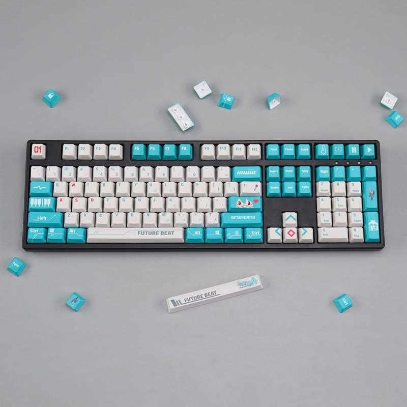 Keycap Hatsune Miku OEM Profile PBT Dye Sub bàn phím cơ bàn phím cơ 124 phím