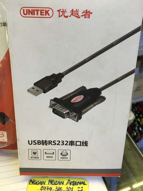 Dây kết nối USB ra chuẩn RS232 com 9 chân và ra máy in 25 chân. Hãng UNITEK. Báo giá 1 sợi