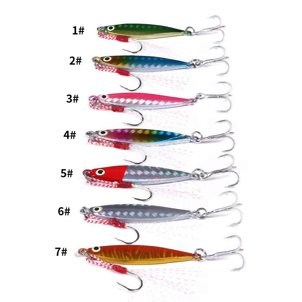 HENGJIA 1PCS 7G 10G 15G 20G Mồi câu cá giả bằng kim loại với móc câu cá sắc bén Laser Lead Fishing Lure Jig Metal Bait