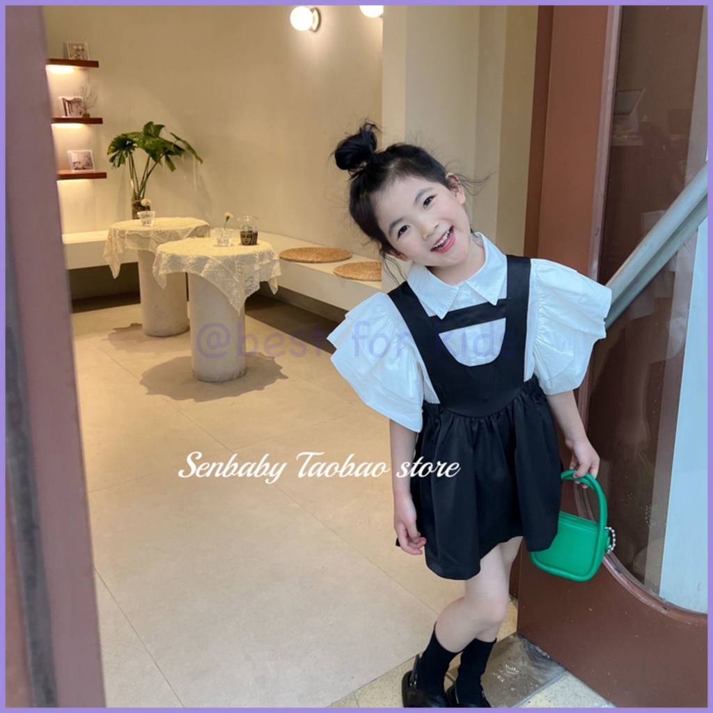 Áo Thun Và Quần Yếm Phong Cách Phương Tây Thời Trang Cho Bé Gái