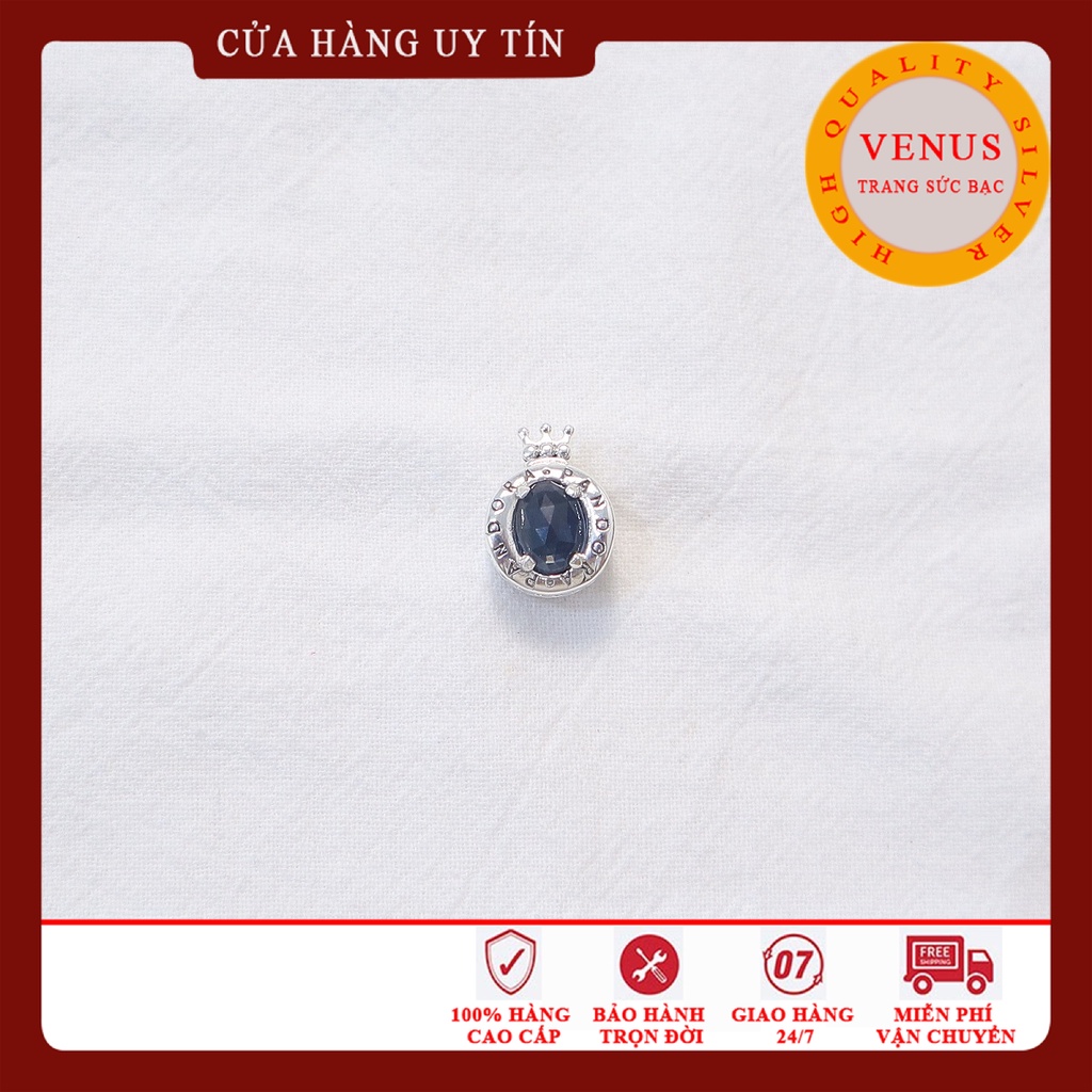 Vương miện đá xanh xâu vòng charm bạc 925- Trang sức bạc Venus