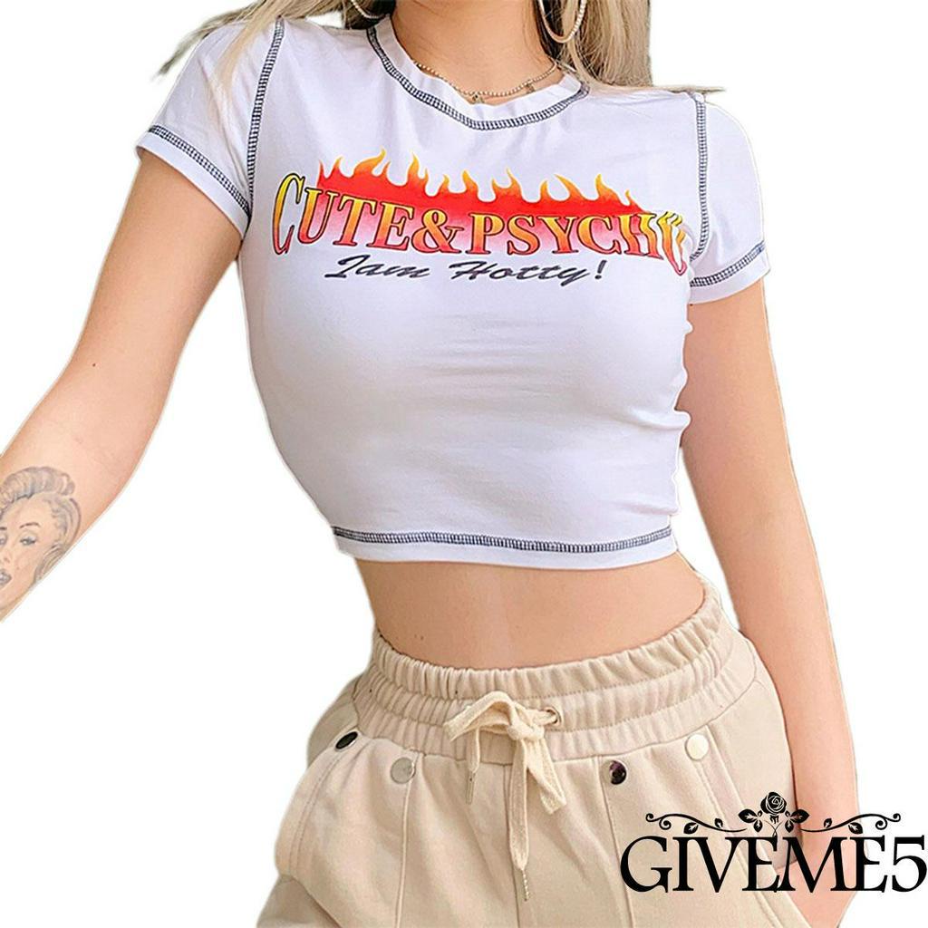 Áo thun ngắn tay cổ tròn hợp thời trang cho nữ